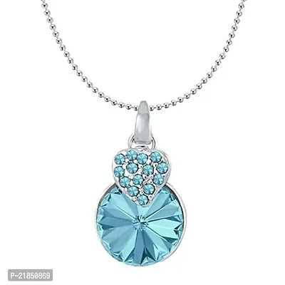 Mahi Aqua Blue Swarovski Crystals Heart Pendant for Women and Girls PS1194089RABlu-thumb0