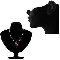 Mahi Light Red Swarovski Crystals Heart Pendant Set for Women and Girls NL1104089RCLRed-thumb1