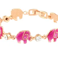 Mahi Crystal Pink Elephant Rose Gold Plated Bracelet for Women BR1100257ZPin-thumb4