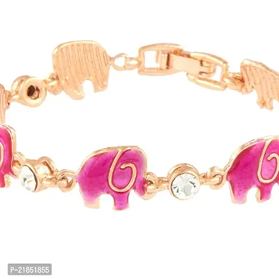 Mahi Crystal Pink Elephant Rose Gold Plated Bracelet for Women BR1100257ZPin-thumb5
