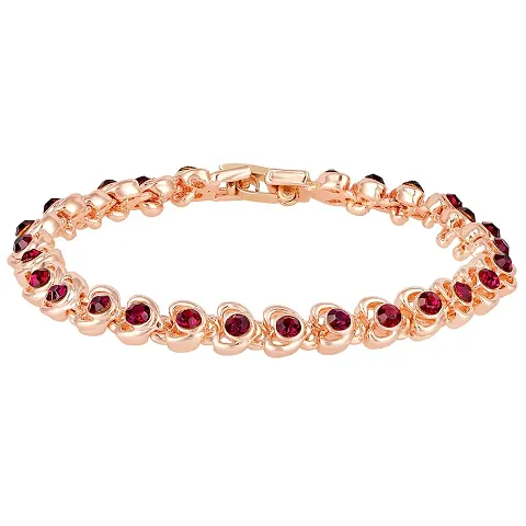 Mahi Plated Hearts Bracelet with Crystals for women (BR1100113ZRed)