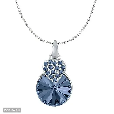 Mahi Montana Blue Swarovski Crystals Heart Pendant for Women and Girls PS1194089RMBlu