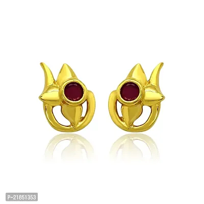 Mahi Exa Collection Ruby Red Flower Elegance Gold Plated Stud Earrings for Women ER6012033G
