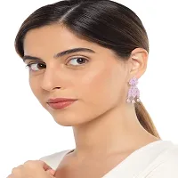 Mahi Rhodium Plated Exquisite Mint Pink Crystals Dangler Earrings for Girls and Women (ER1109539R)-thumb1