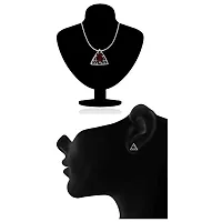 Mahi with Swarovski Elements Red Triangle Beauty Rhodium Plated Pendant Set for Women NL1104143RRed-thumb3