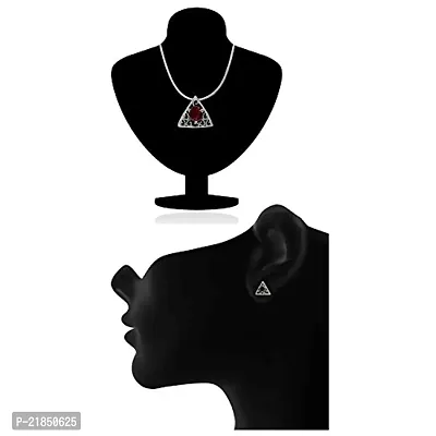 Mahi with Swarovski Elements Red Triangle Beauty Rhodium Plated Pendant Set for Women NL1104143RRed-thumb4