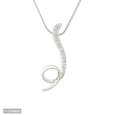 Mahi Rhodium Plated Shinning Loop Pendant Set with White Crystals for Women NL1101763RWhi-thumb2