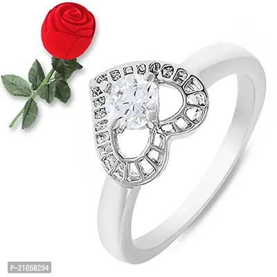 Mahi Stylized Heart Fingerring Made with Swarovski Zirconia with Rose Shaped Box for Women FR1105019RCBx12