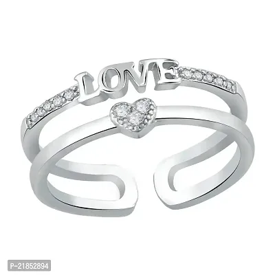 Mahi Valentine Gift Exclusive Designer Love Finger Ring of Alloy with CZ stones for girls and women FR1103078R