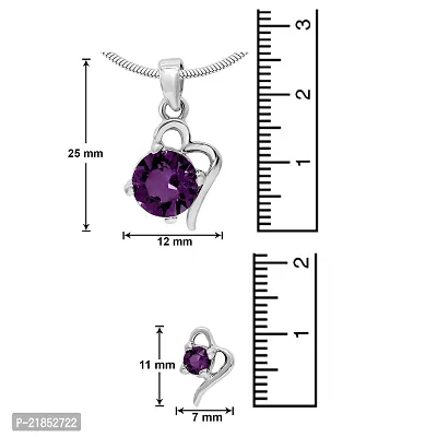 Mahi with Swarovski Crystals Purple Victorian Heart Rhodium Plated Pendant Set for Women (NL1104141RCPur)-thumb5