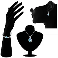 Mahi Combo of Magnificent Crystal Pendant Set and Bracelet for Girls and Women CO1104707R-thumb1