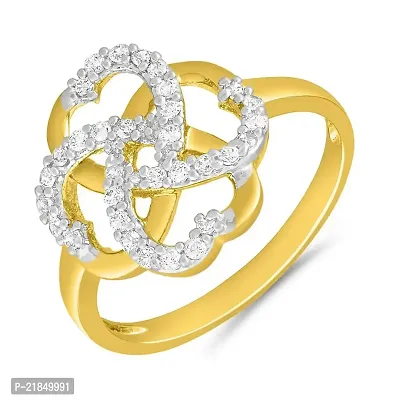 Mahi Gold Plated Tangled Love Finger Ring with CZ for Women FR1100648G