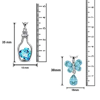 Mahi Valentine Gift Combo of Love Bracelet Butterfly and Bottle Pendants of Alloy with Aqua Blue Crystal CO1105102R-thumb3