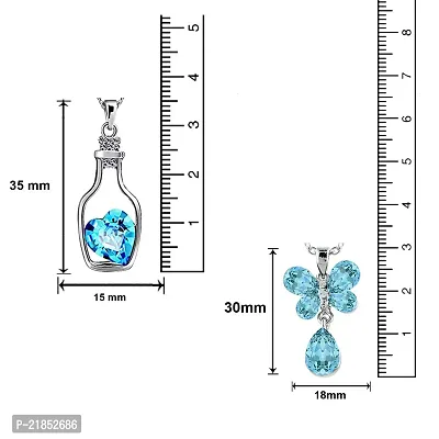 Mahi Valentine Gift Combo of Love Bracelet Butterfly and Bottle Pendants of Alloy with Aqua Blue Crystal CO1105102R-thumb4