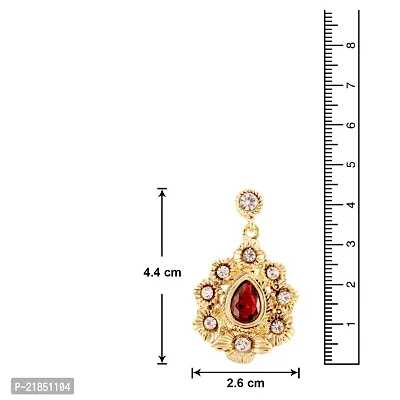 Donna Fashion Red Floral Drop Gold Plated Dangler Earrings with Crystals for Women ER30092G-thumb3