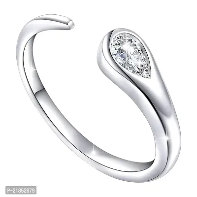Mahi Rhodium Plated Exquisite White Solitaire gleaming CZ Open Wrap Adjustable Finger Ring for Women (FR1103040RWhi)