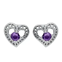 Mahi with Swarovski Elements Violet Stylized Heart Rhodium Plated Pendant Set for Women NL1104139RVio-thumb2