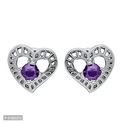 Mahi with Swarovski Elements Violet Stylized Heart Rhodium Plated Pendant Set for Women NL1104139RVio-thumb3