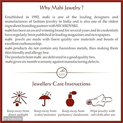 Mahi Rhodium Plated Combo of Blue Solitaire Crystal Designer Pendant Set Finger Ring and Bracelet CO1105030RBlu-thumb4