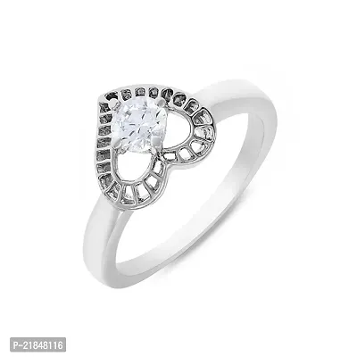 Mahi with Swarovski Zirconia Heart Solitaire Rhodium Plated Finger Ring for Women FR1105019R20