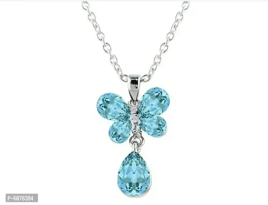 Traditional Alloy Rhodium Plated Crystals Pendant with Chain For Women