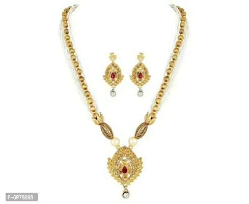 Stylish Alloy Gold Plated Jewellery Set For Women-thumb0