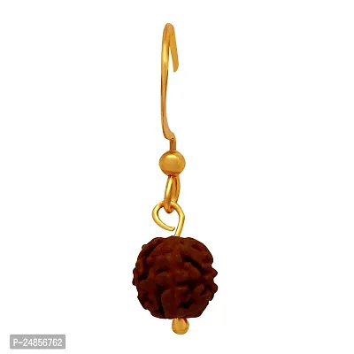 Mahi Gold Plated Lord Shiva Rudraksh Drop Piercing Singel Mens Earrings (BB1101013G)