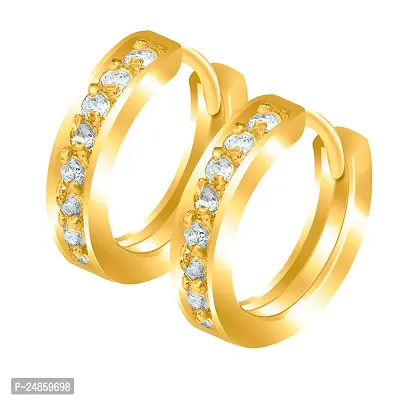 Mahi Gold Plated Single Line Crystals Hoop Bali Piercing Mens Earrings (ER1100342GMen)-thumb0