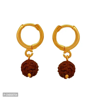 Mahi Gold Plated Lord Shiva Rudraksh Drop Piercing Mens Earrings (ER1109427GMen)