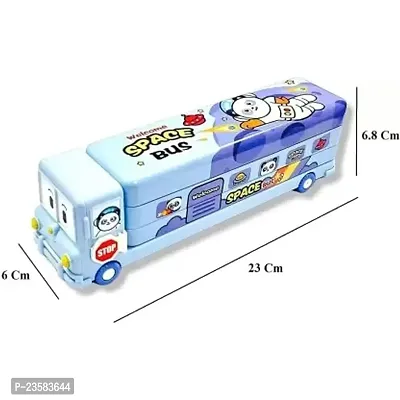 BLUE Magic Bus Shape with Rotating Wheels Art Metal Pencil Boxnbsp;nbsp;(Set of 1, Blue)hellip;-thumb3