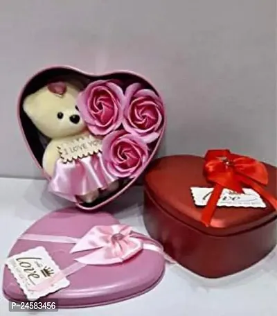 Gift for Girlfriend Heart Shape Box with Teddy Bear Pack of 2 For Gift-thumb0