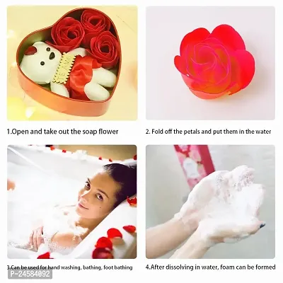 Presents Heart Shaped Box with Rose Shaped Paper Soap ( Red )-thumb3