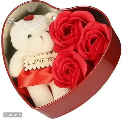 Red Heart Shaped Tin Box with Paper Soap-thumb0