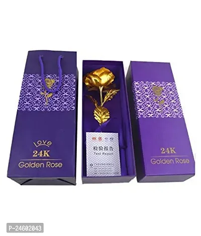 Presents Gold Rose for Your Valentine Partner with Love Stand