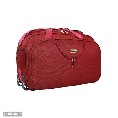 Nice Line Men's and Women's Polyester 40 L Travel Duffel Bag with Roller Wheels (Red)-thumb4