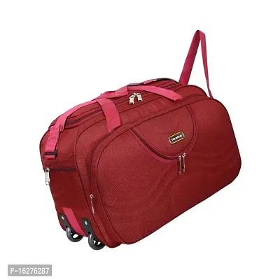 Nice Line Men's and Women's Polyester 40 L Travel Duffel Bag with Roller Wheels (Red)-thumb0