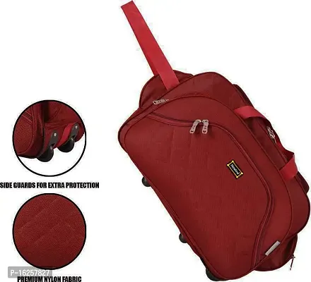 Niceline Duffle_PRO Nylon 55 litres Waterproof Strolley Duffle Bag- 2 Wheels - Luggage Bag (Maroon Red)-thumb4