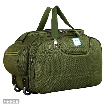 Nice Line Polyester Duffle Two Wheel Soft Luggage Waterproof Trolley Bag for Both Men and Women-40L (Mehndi Green Inte)-thumb0