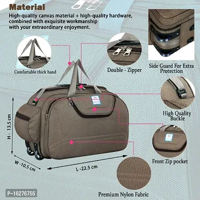 Nice Line 40 L Polyester Travel Duffel Bag with 2 Wheels (Brown)-thumb2