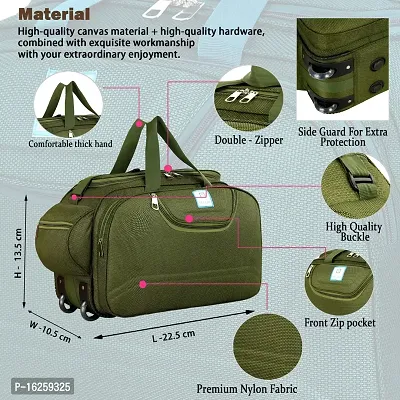 Nice Line Polyester Duffle Two Wheel Soft Luggage Waterproof Trolley Bag for Both Men and Women-40L (Mehndi Green Inte)-thumb2