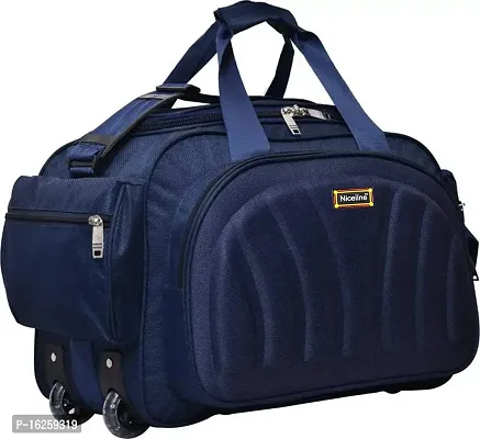 Nice Line Men's and Women's Polyester Expandable Zip Closure Trolley Duffle Bag with Wheels-40L (Navy Blue Inte)