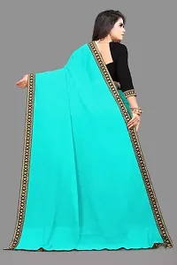 Georgette Saree with Embroidered Blouse (Free Blouse Piece, Party wear)-thumb1