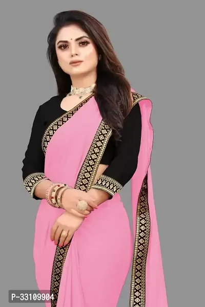 Georgette Saree with Embroidered Blouse (Free Blouse Piece, Party wear)-thumb0