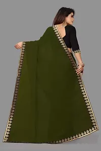 Designer Georgette Saree with Handcrafted Full Lace Border with Blouse Piece-thumb3