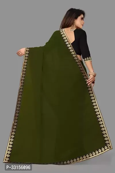 Designer Georgette Saree with Handcrafted Full Lace Border with Blouse Piece-thumb4