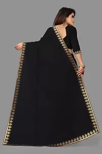 Designer Georgette Saree with Handcrafted Full Lace Border with Blouse Piece-thumb1