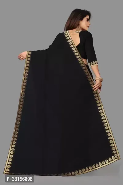 Designer Georgette Saree with Handcrafted Full Lace Border with Blouse Piece-thumb2