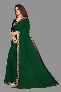 Designer Georgette Saree with Handcrafted Full Lace Border With Blouse Piece-thumb2