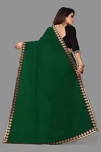 Designer Georgette Saree with Handcrafted Full Lace Border With Blouse Piece-thumb1