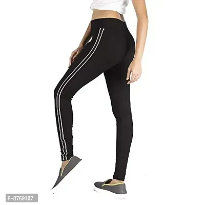 INFISPACE#174; Women  Girls Sporty White Line Slim Fit Stretchable Black Jeggings for Yoga, Gym and Sports (Waist: 26 to 32)-thumb4